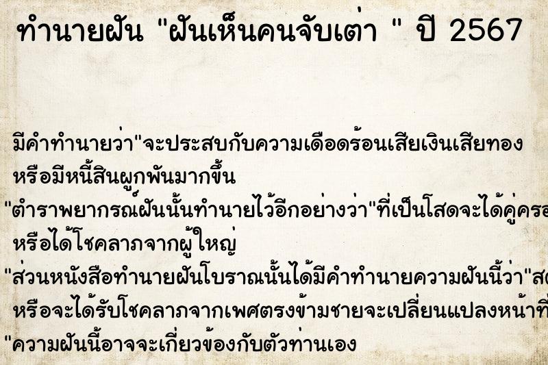 ทำนายฝันทำนายฝันฝันเห็นคนจับเต่า